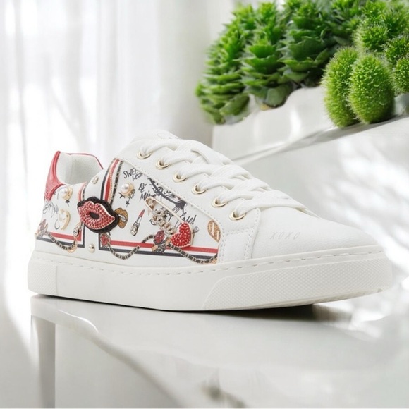 ALDO White/Comb Meday Jewel-Encrusted Faux-Leather Trainers Sneakers - Picture 7 of 16